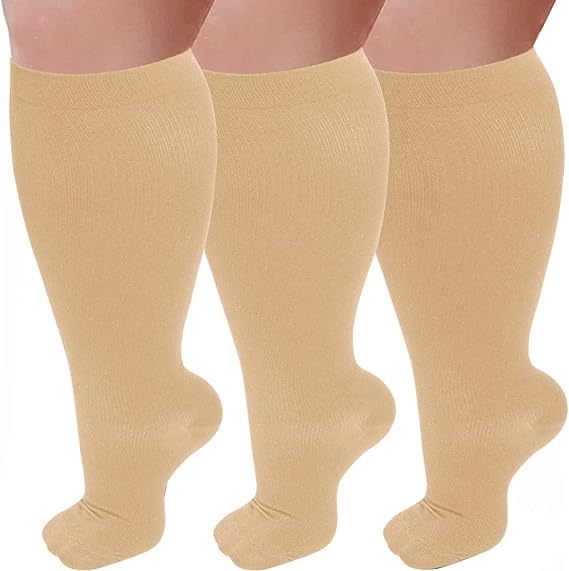 Plus-Size High Calf Compression Socks – Wide Calf Anti-Slip Nylon Pressure Socks 2XL–7XL