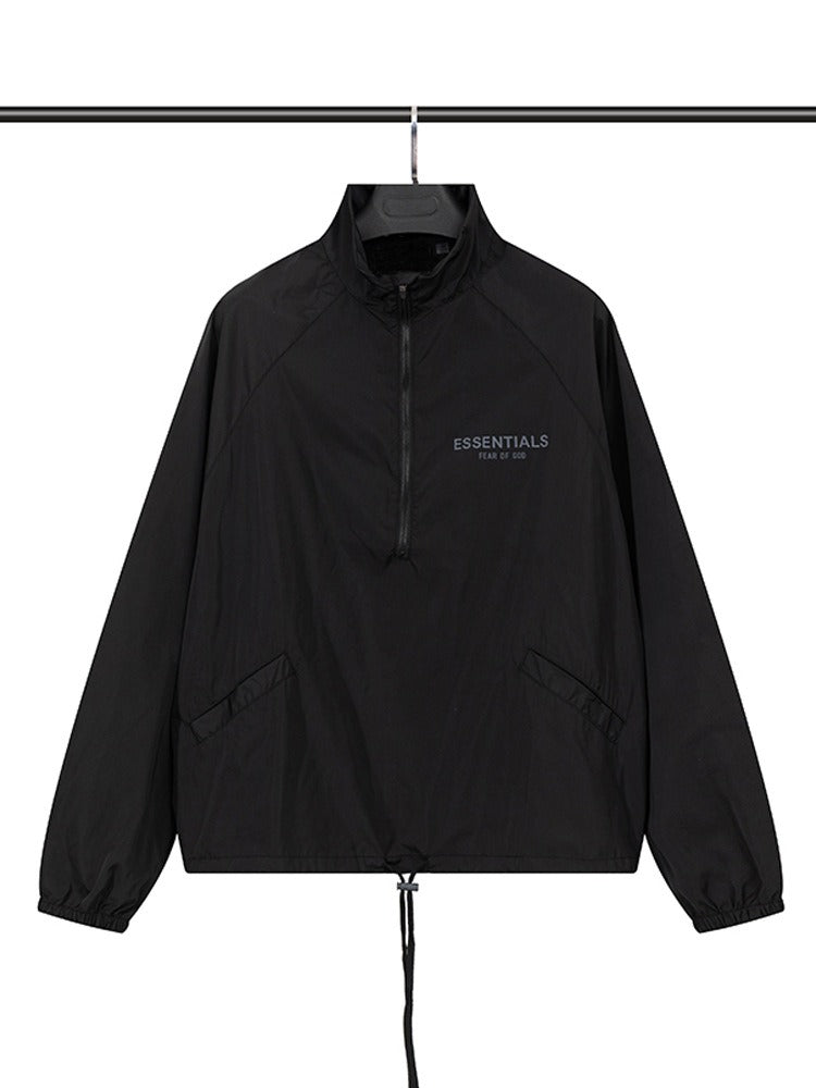 Half-Zip Hooded Windbreaker Jacket