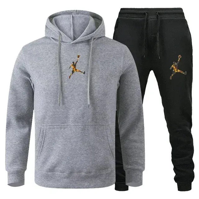 Men's Colour-Block Hoodie & Sweatpants Set