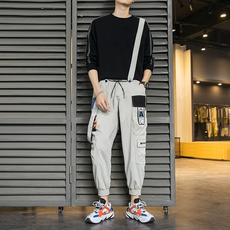 Men's Hip Hop Print Beam Foot Cargo Jogger Pants