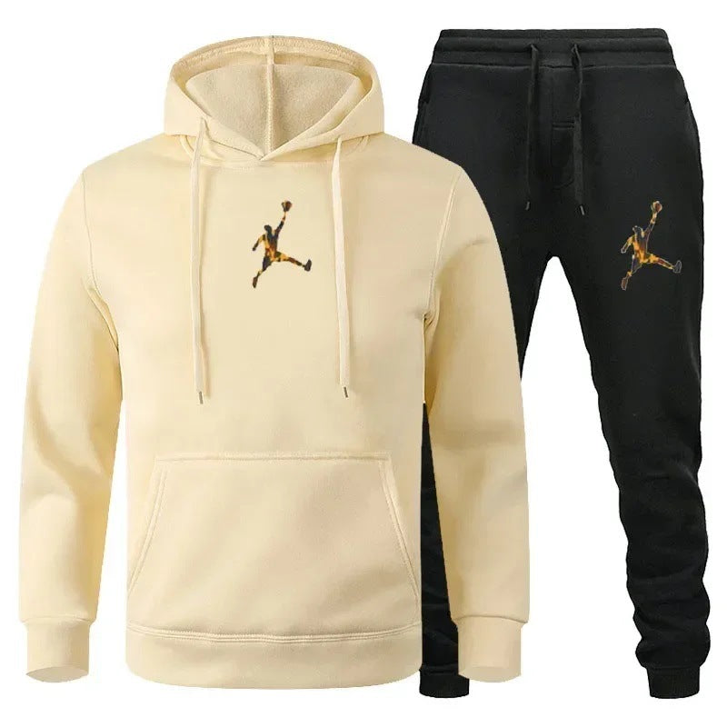 Men's Colour-Block Hoodie & Sweatpants Set