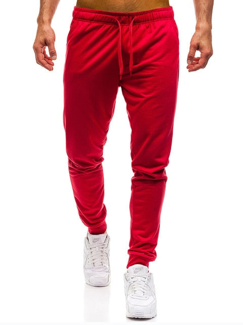 Men's Elastic Waist Fitness Joggers — Casual Solid Colour Workout Sweatpants