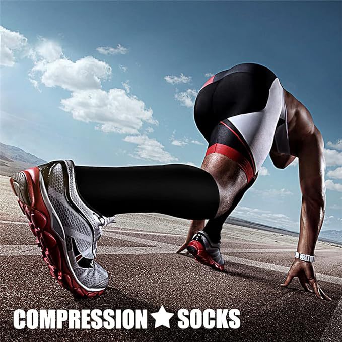 Sports Compression Socks – Long Tube Calf Socks for Running, Cycling & Skipping Rope (3 Double Pack)