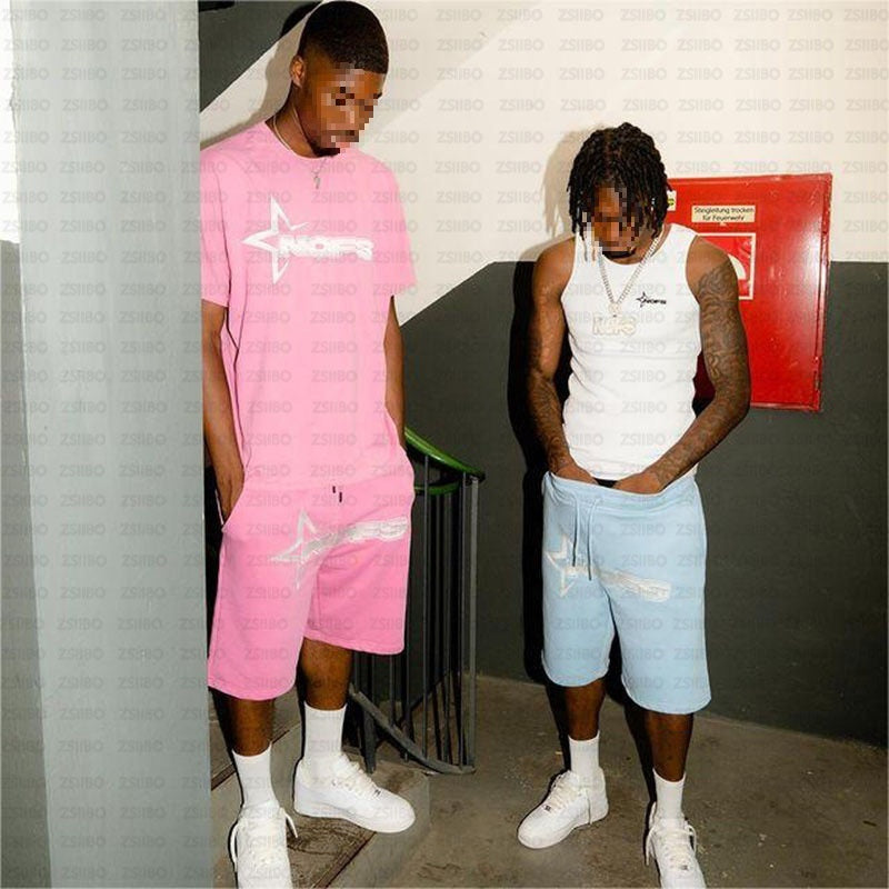 Men's Street Hip Hop Letter Print T-Shirt & Shorts Set