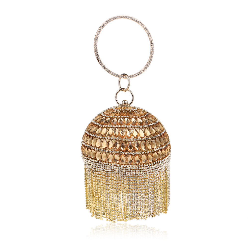Fringe Ball Round Evening Bag