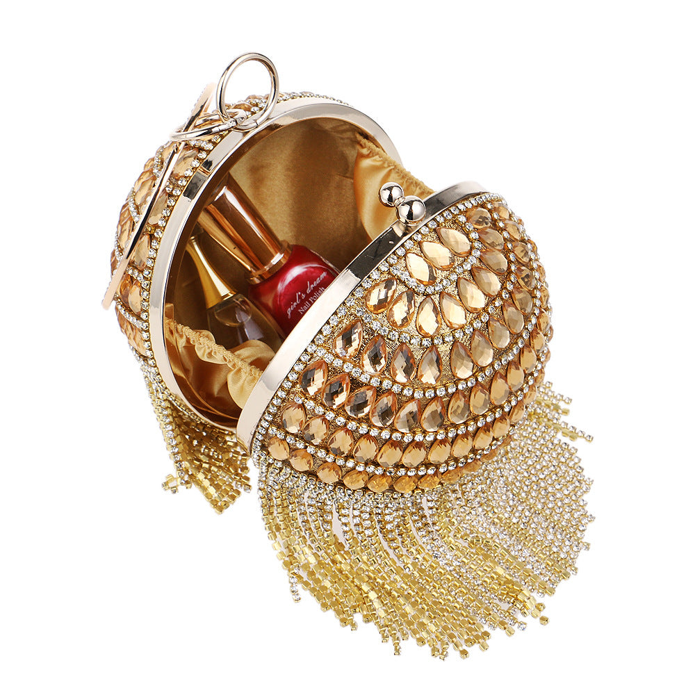 Fringe Ball Round Evening Bag
