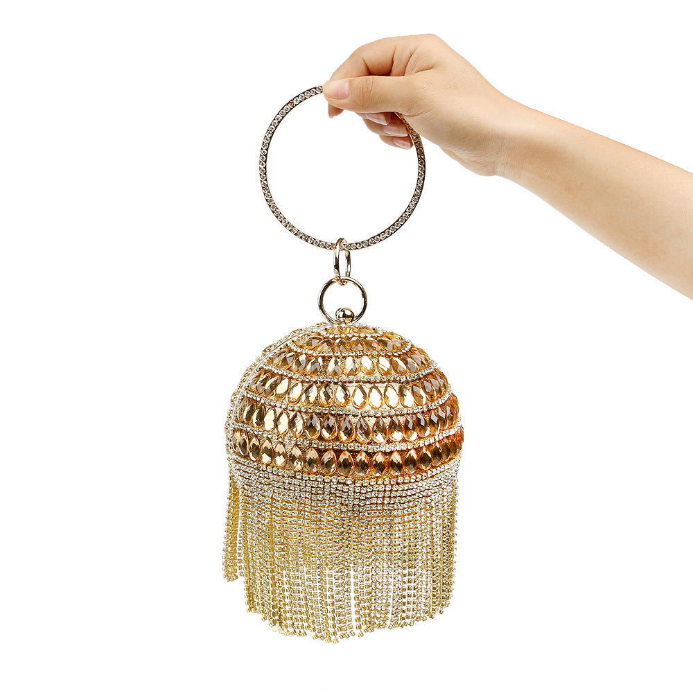 Fringe Ball Round Evening Bag
