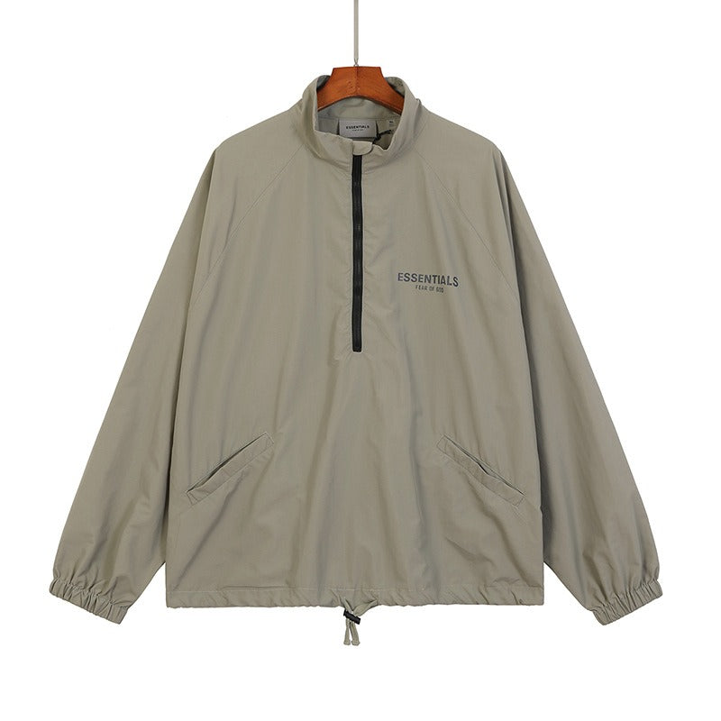 Half-Zip Hooded Windbreaker Jacket