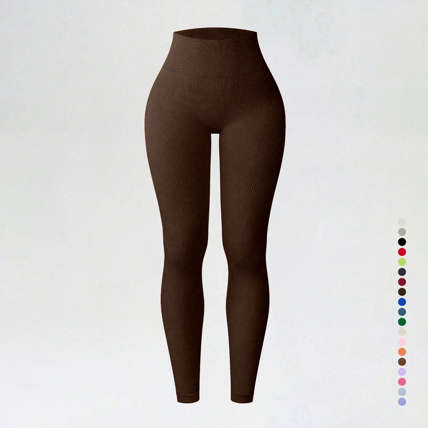 Women's Seamless High-Waist Ribbed Yoga Leggings