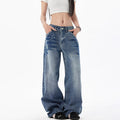 Women's High Waist Wide Leg Washed Denim Jeans