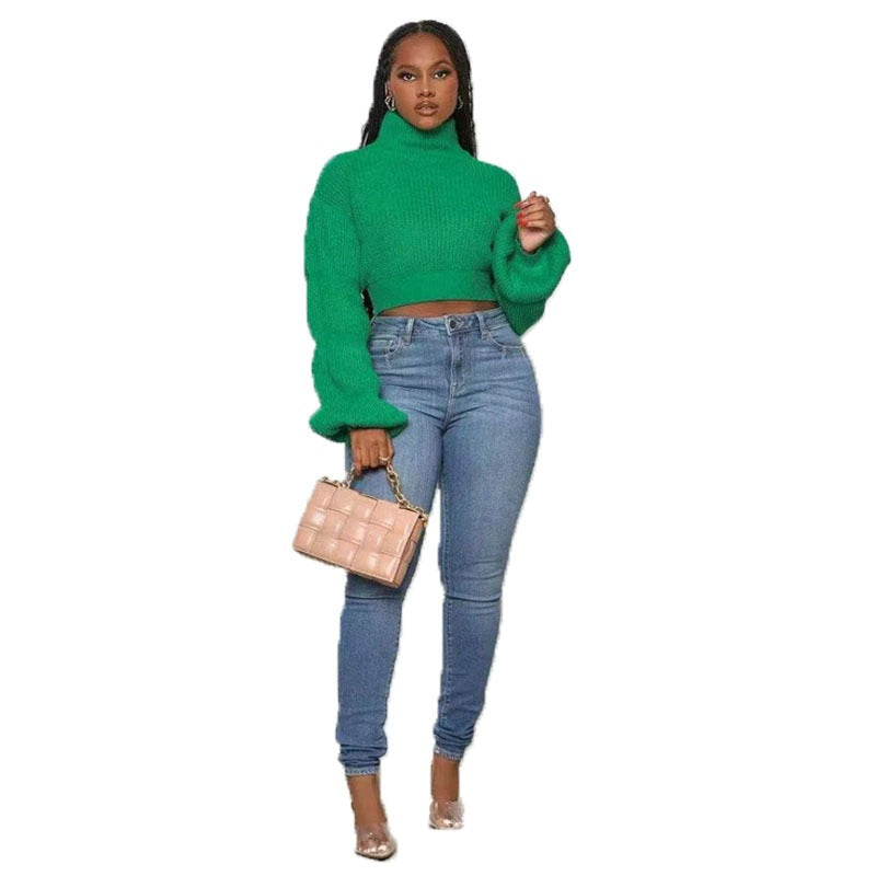 Slim Crop Pullover Sweater