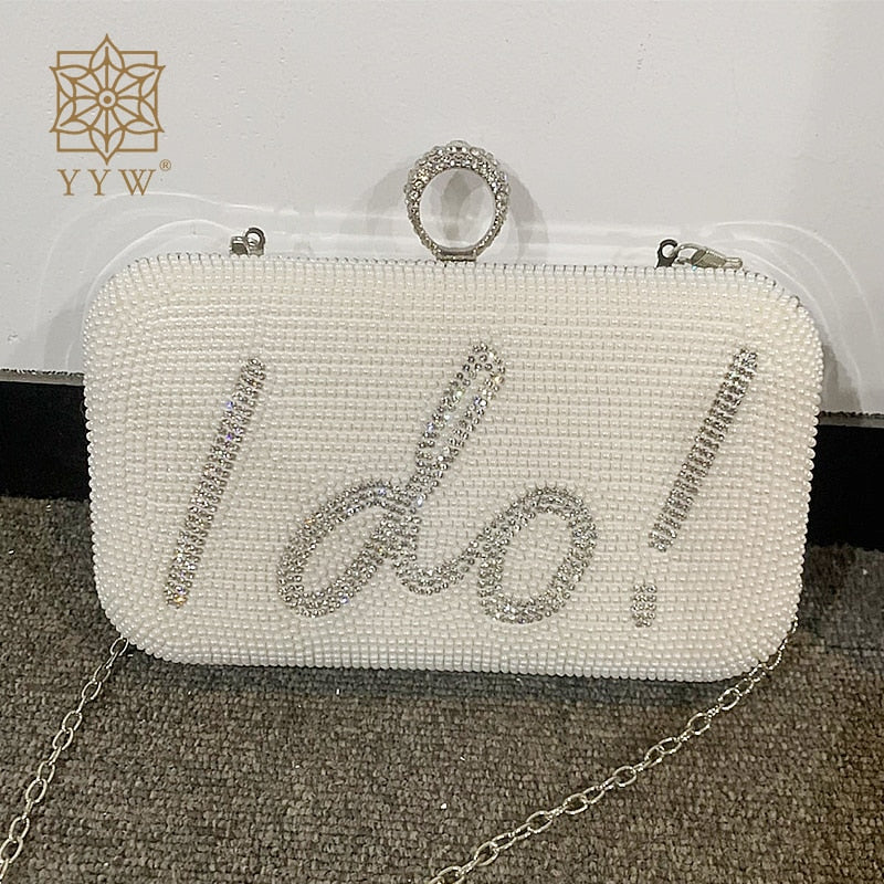 "I Do" Bridal Pearl Clutch