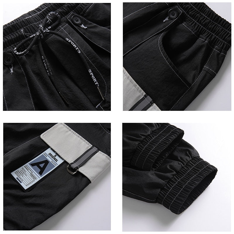 Men's Hip Hop Print Beam Foot Cargo Jogger Pants