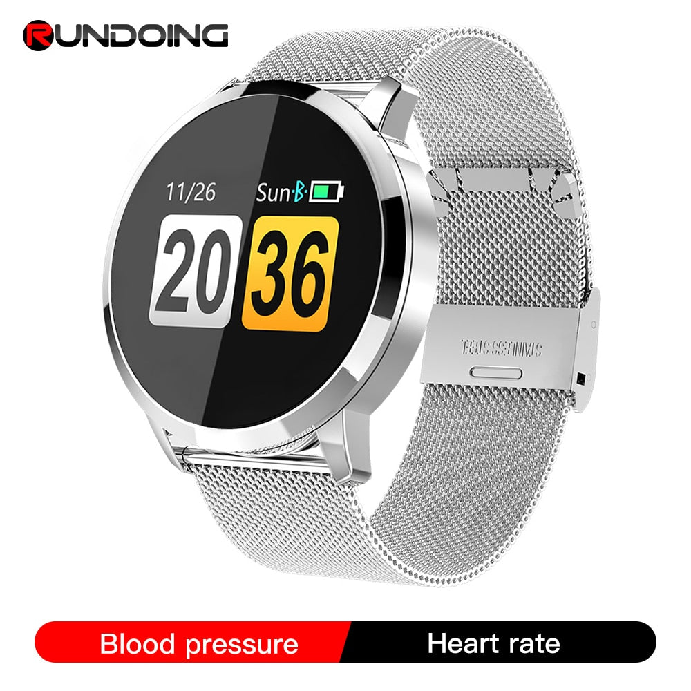 RUNDOING Q8 Smart Watch – OLED Fitness Tracker for Women