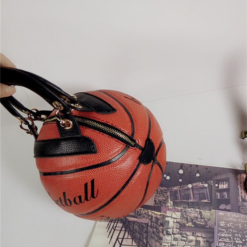 Women's Round Basketball Crossbody Bag – PU Leather Novelty Messenger Bag