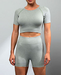 Women's Seamless Running Yoga Suit — Sports Bra Top & Shorts Set