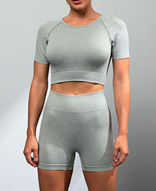 Women's Seamless Running Yoga Suit — Sports Bra Top & Shorts Set