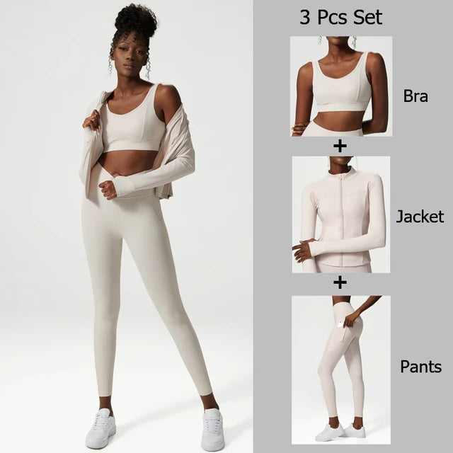 Women's Quick-Dry Fitness Suit — Zip Jacket & Leggings Set (Plus Size)