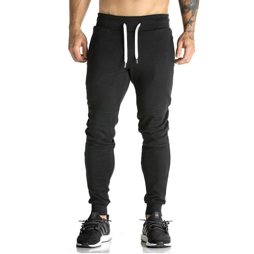 Men's Cotton Embroidered Pencil-Cut Fitness Sweatpants