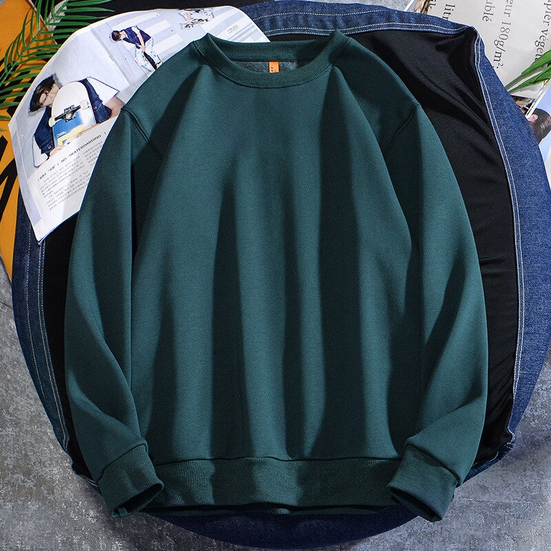 Men's Casual Cotton Fleece Round Neck Hoodie Sweatshirt – 14 Colours up to 5XL