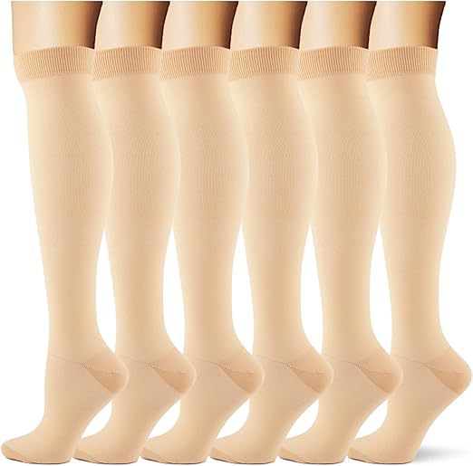 Long Tube Compression Socks 6-Pack – Men & Women Sports, Cycling & Yoga