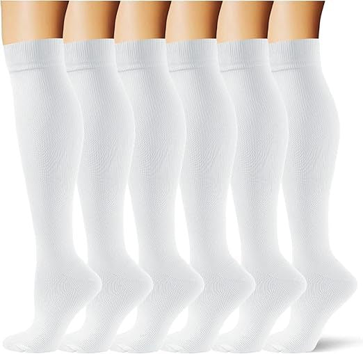 Long Tube Compression Socks 6-Pack – Men & Women Sports, Cycling & Yoga