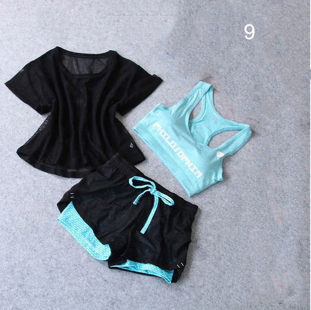 Women's 3-Piece Yoga Fitness Sportswear Set