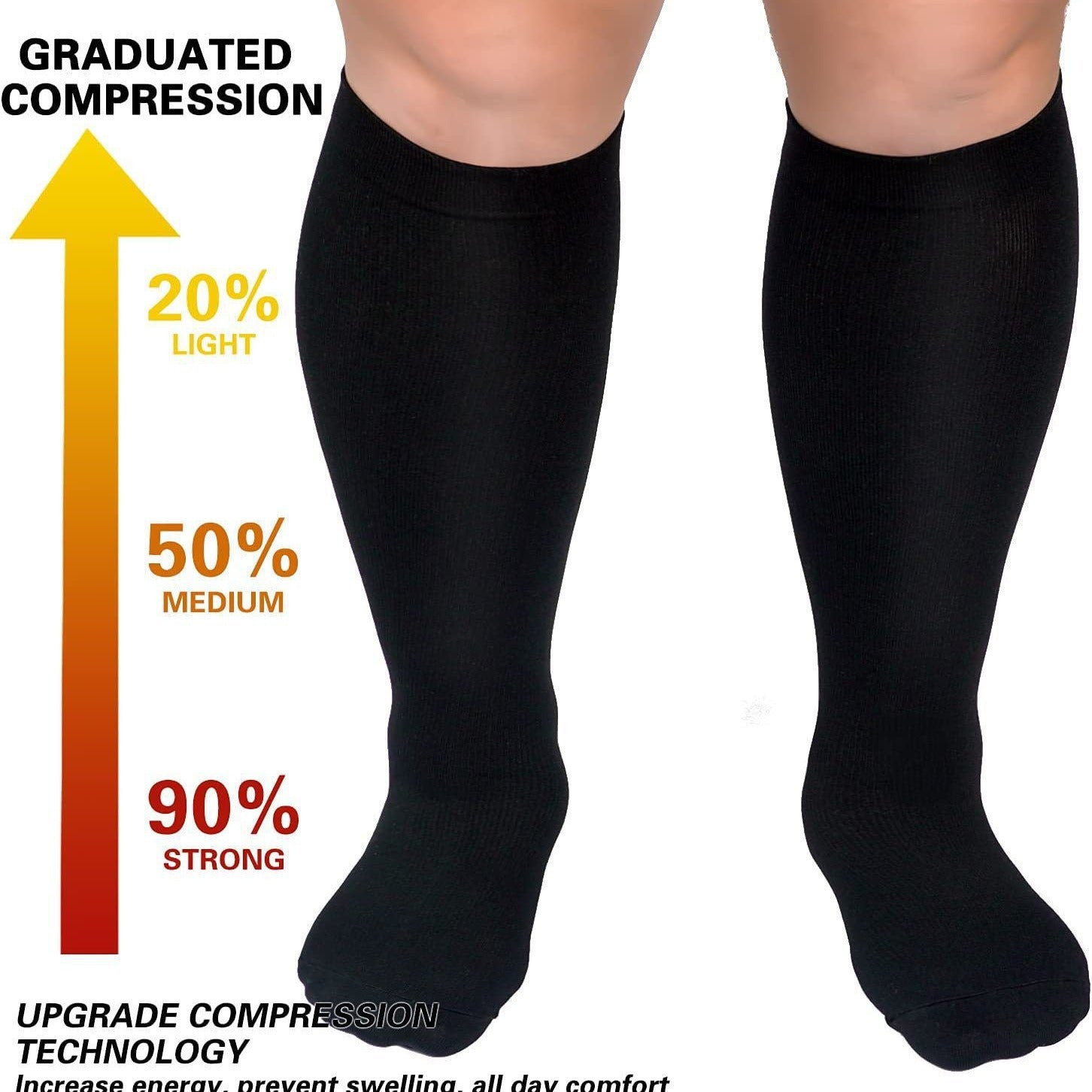 Plus-Size High Calf Compression Socks – Wide Calf Anti-Slip Nylon Pressure Socks 2XL–7XL