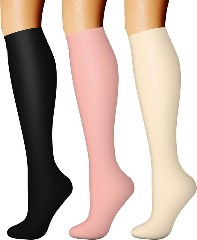 Sports Compression Socks – Long Tube Calf Socks for Running, Cycling & Skipping Rope (3 Double Pack)