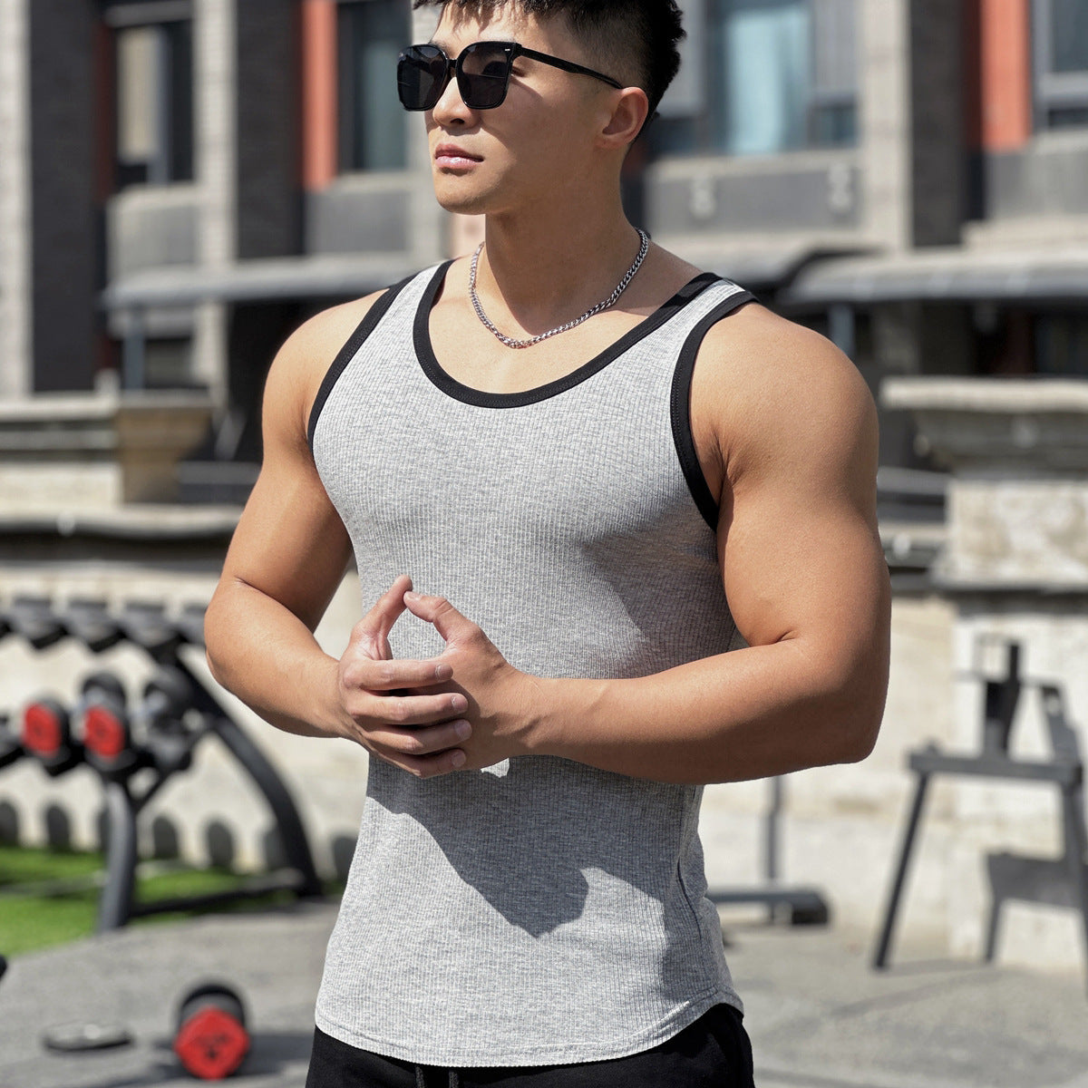 Men's Sleeveless Muscle Fitness Vest — Sports Tank Top for Running & Gym