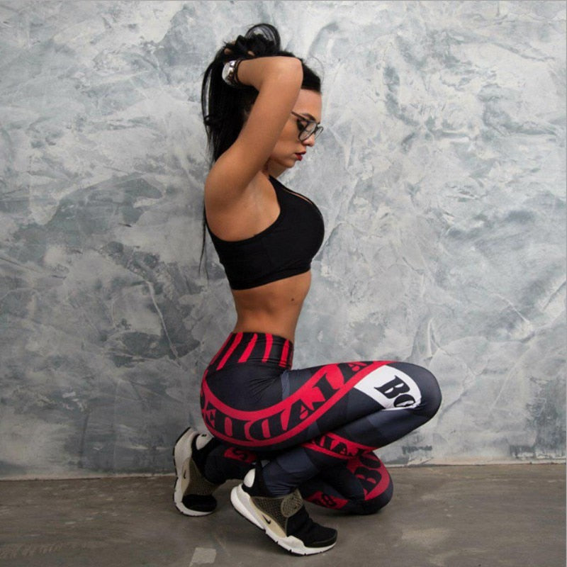 Women's High Waist Fitness Leggings — Elastic Patchwork Workout Jogger Pants