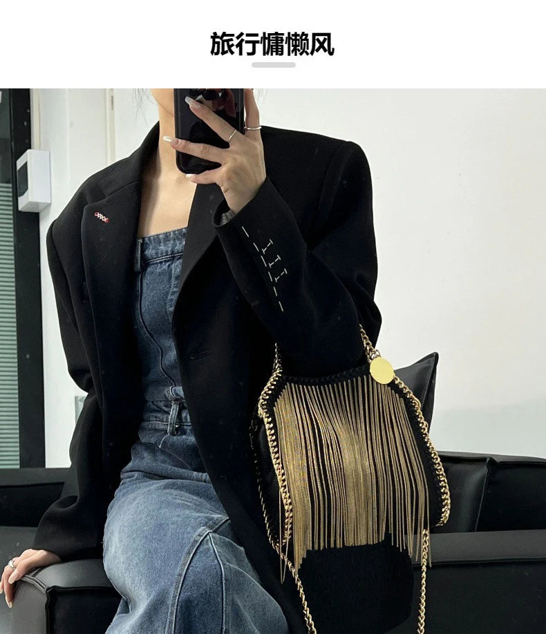 Women's Tassel Chain Crossbody Shoulder Bag