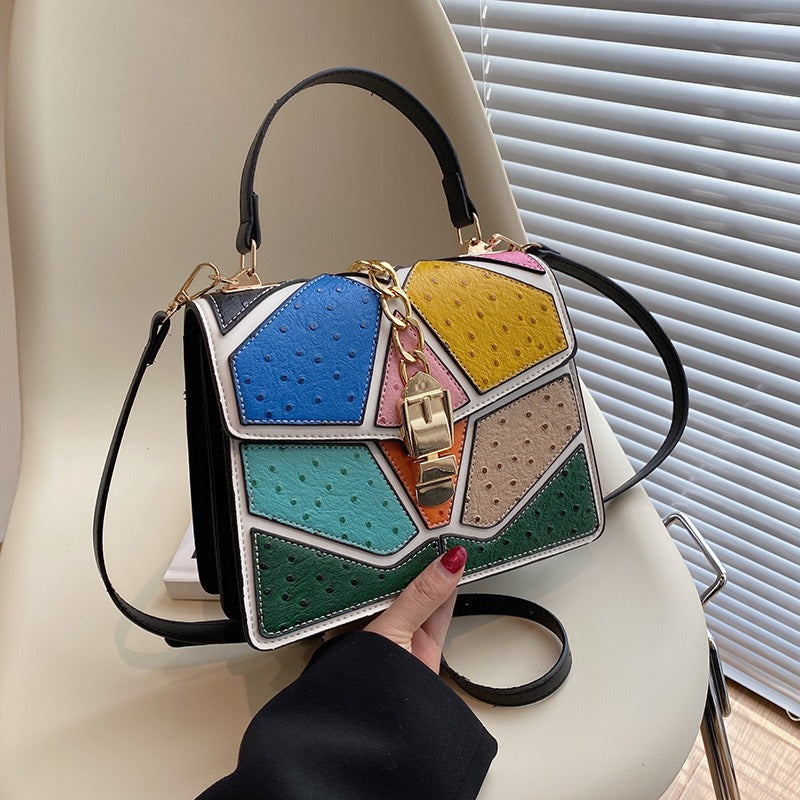 Women's PU Colour Block Small Square Crossbody Bag
