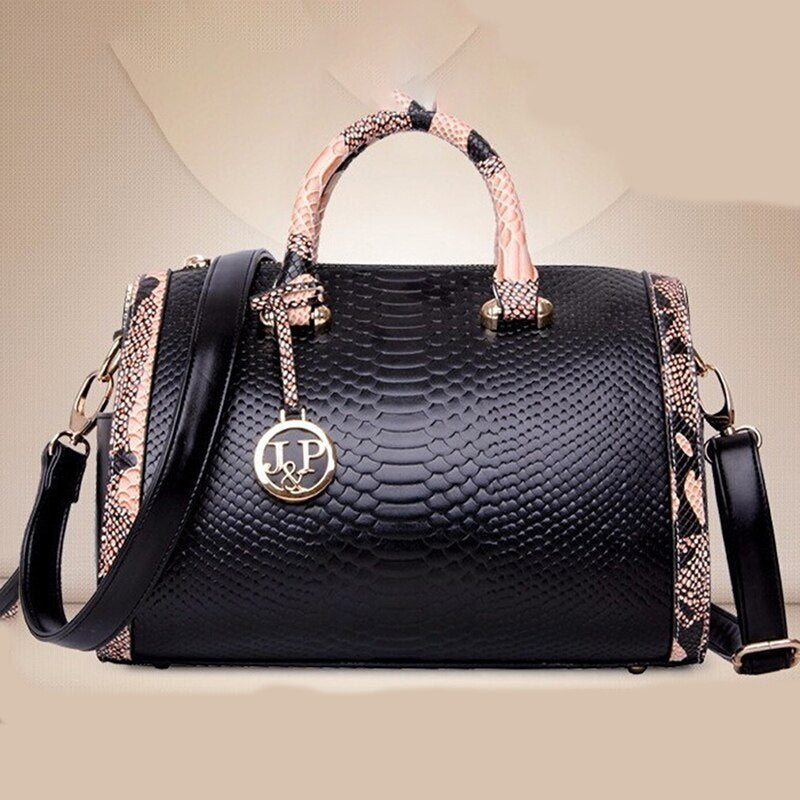 Women's Crocodile Print PU Leather Crossbody Bag – Structured Shoulder Bag