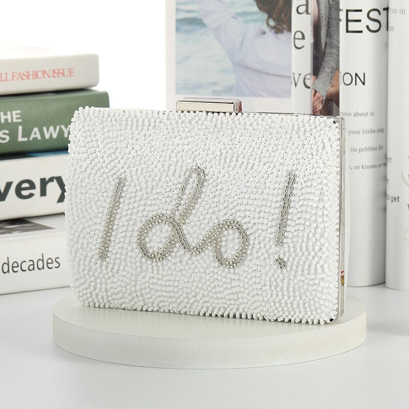 "I Do" Bridal Pearl Clutch