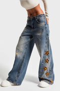 Women's High Waist Loose Water-Washed Jeans