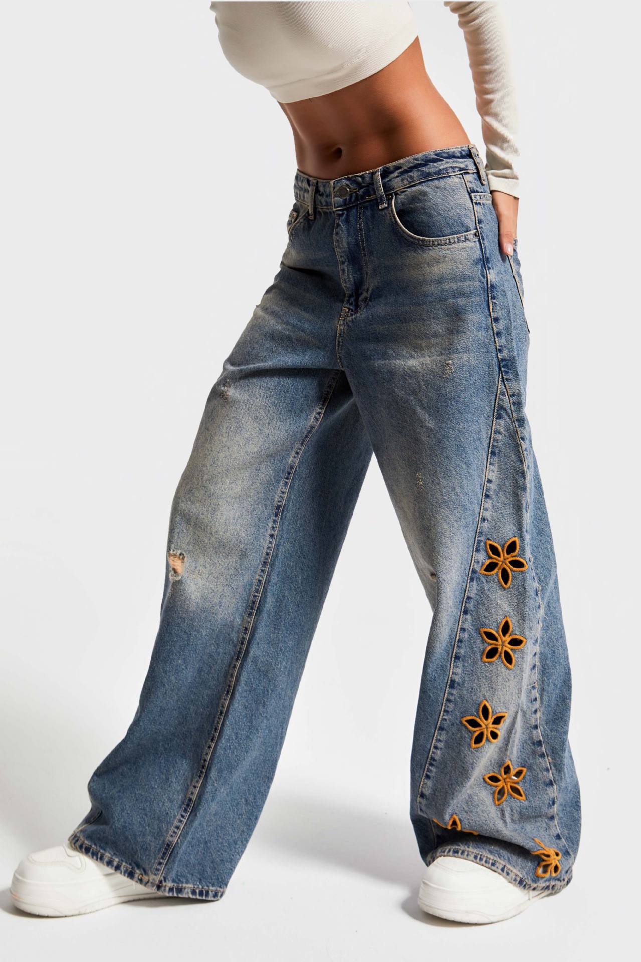 Women's High Waist Loose Water-Washed Jeans