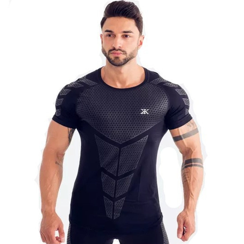 Men's Compression Quick-Dry Short-Sleeve T-Shirt – Slim Fit Running & Sport Tee