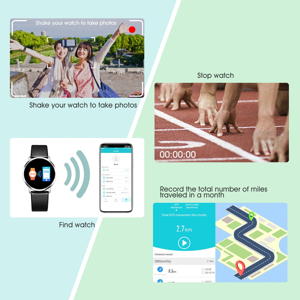 RUNDOING Q8 Smart Watch – OLED Fitness Tracker for Women