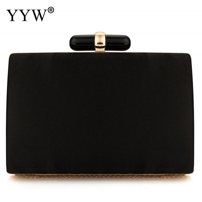 Black Satin Rhinestone Box Clutch