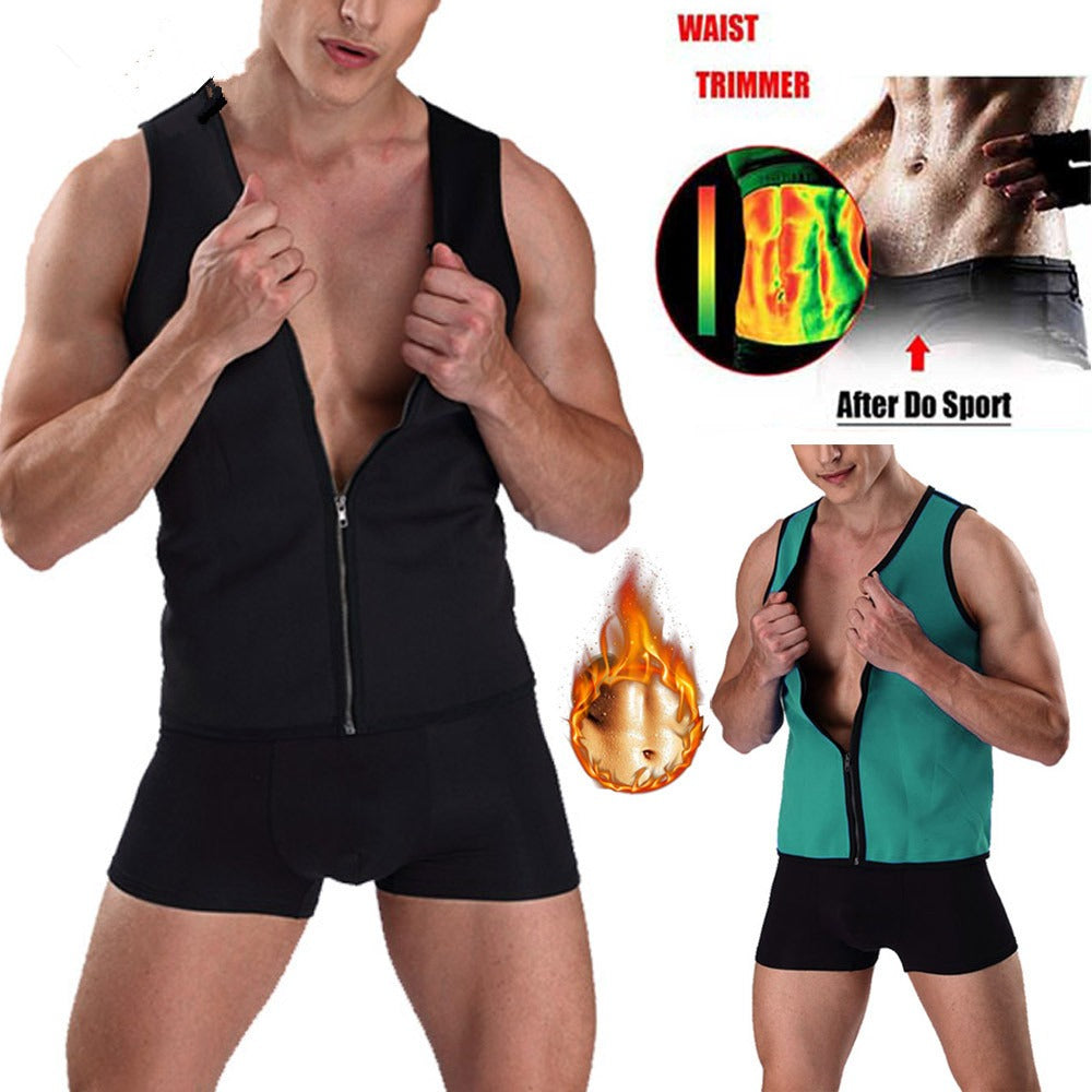 Men's Neoprene Sauna Vest — Zipper Sweat Shapewear & Fitness Corset