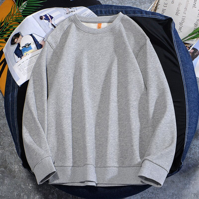 Men's Casual Cotton Fleece Round Neck Hoodie Sweatshirt – 14 Colours up to 5XL