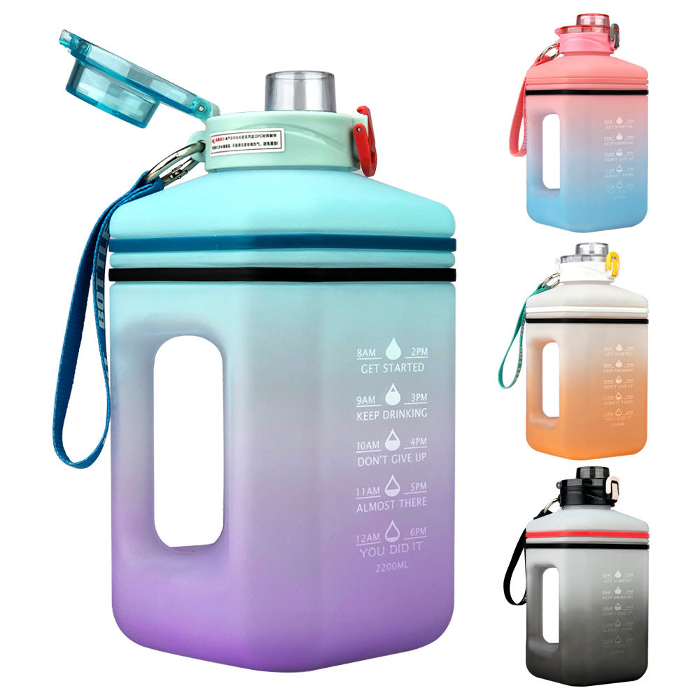 2.2L Heat-Resistant Frosted Gradient Sports Water Bottle – Fitness & Outdoor