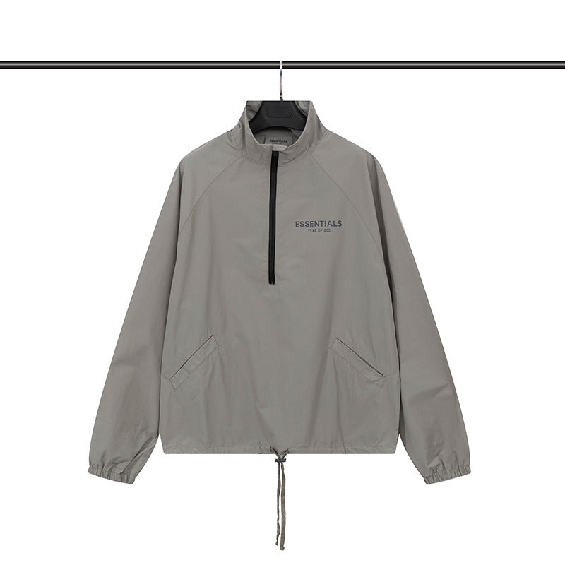 Half-Zip Hooded Windbreaker Jacket