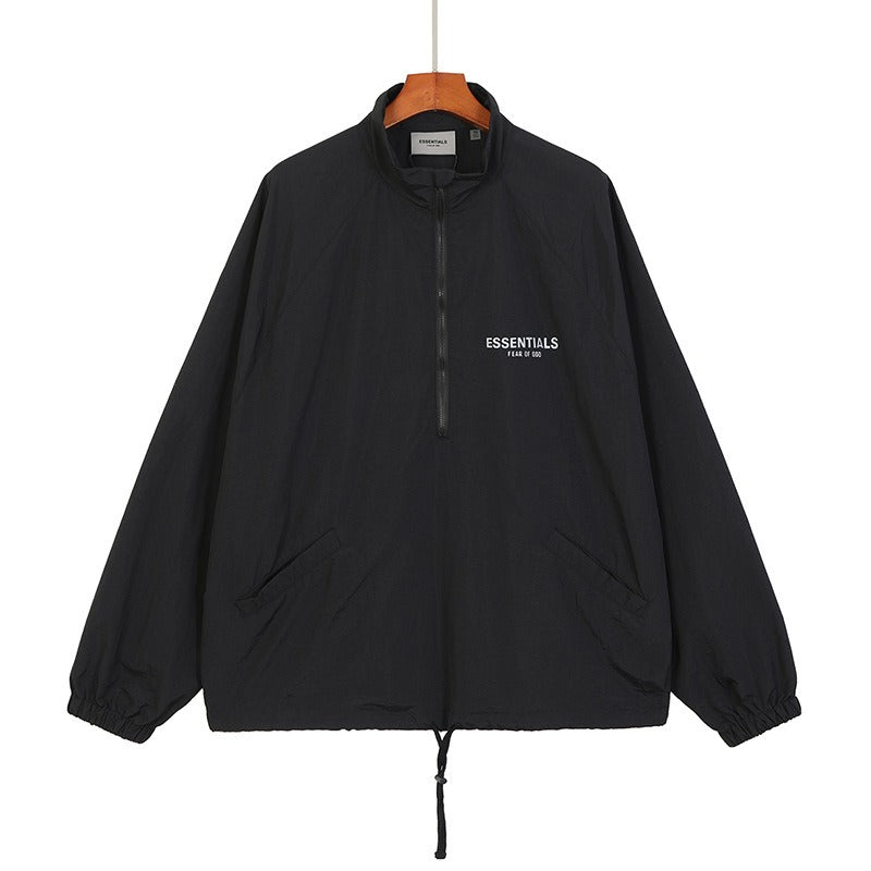 Half-Zip Hooded Windbreaker Jacket