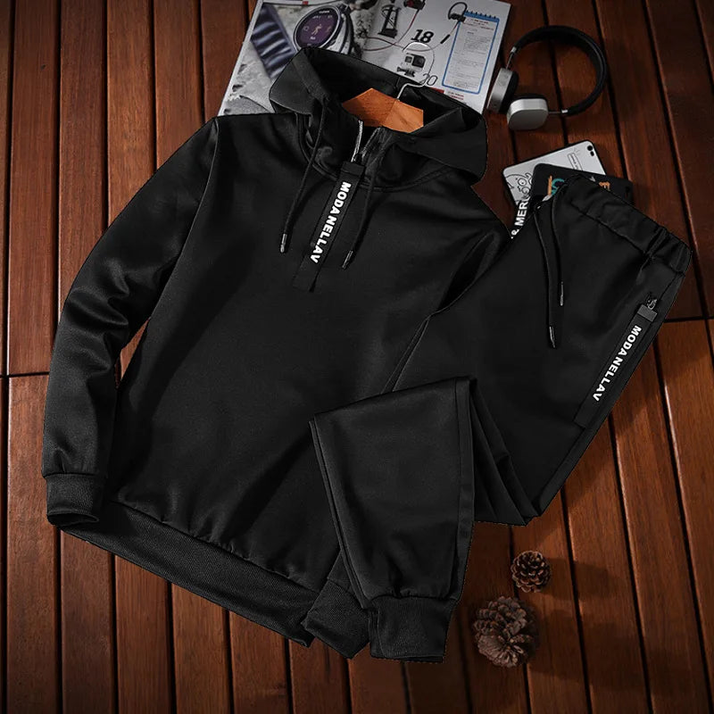 Men's Pullover Hoodie & Drawstring Sweatpants Tracksuit Set