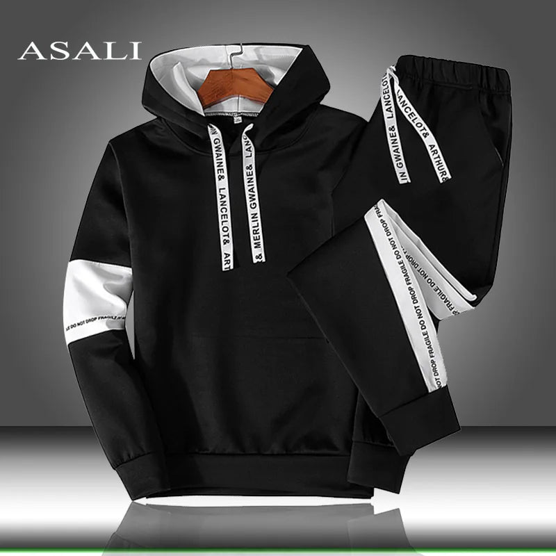 Men's Pullover Hoodie & Drawstring Sweatpants Tracksuit Set