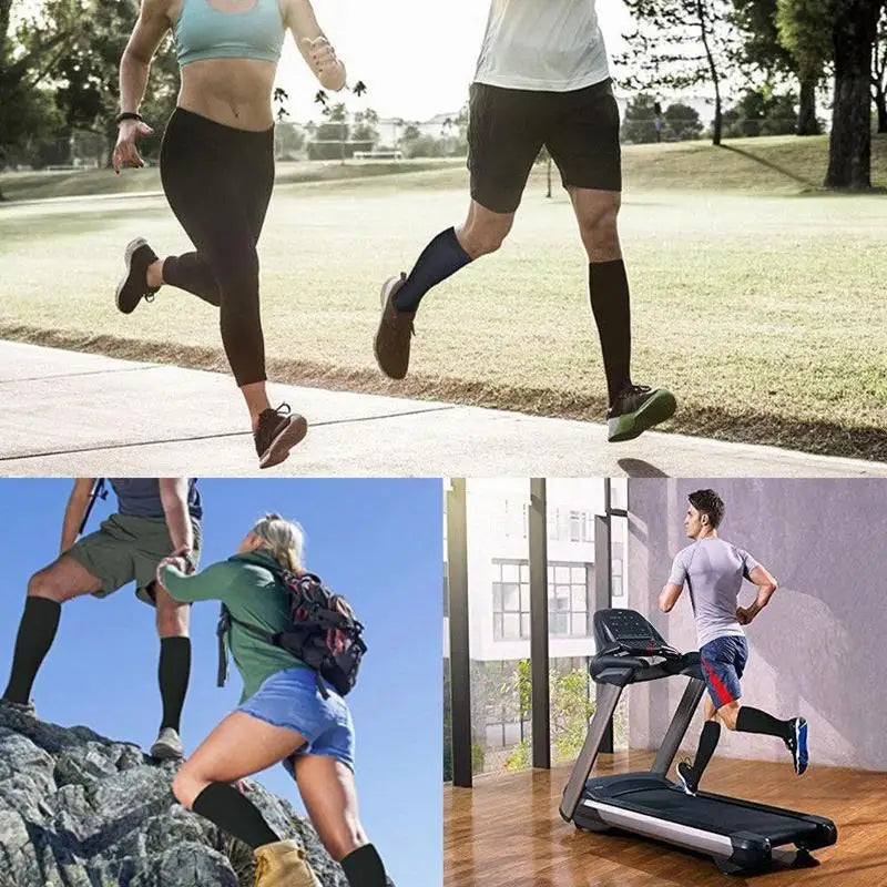 Unisex Nylon Compression Socks – 15-20mmHg Graduated Compression for Running, Travel & Recovery
