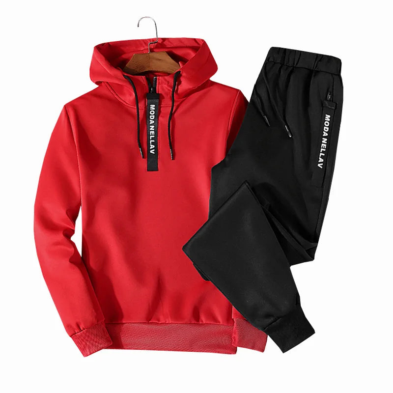 Men's Pullover Hoodie & Drawstring Sweatpants Tracksuit Set