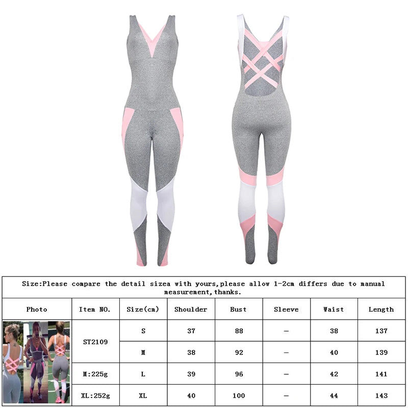 Women's Crossover Back Cutout Yoga Jumpsuit — Gym & Jogging Fitness Set